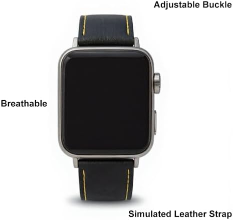 Black Leather Watch Strap Kids - Watch Band For Kids Compatible With 38mm & 40 Mm Apple Classic Watch Series 1 2 3 4 5 6 SE - Black Leather Watch Strap Boys