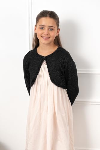BlackButterfly Girls Long Sleeve Sparkle Cardigan Childrens Kids Bolero Shrug