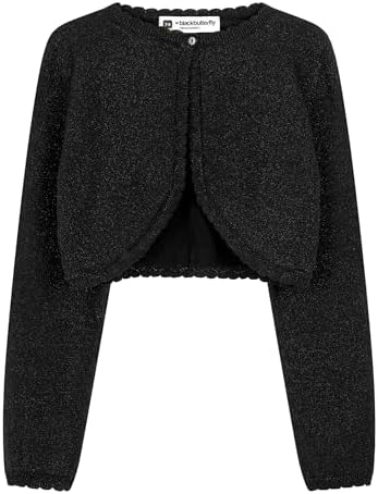 BlackButterfly Girls Long Sleeve Sparkle Cardigan Childrens Kids Bolero Shrug