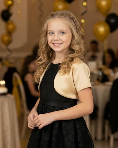 BlackButterfly Kids Satin Short Sleeve Bolero Childrens Girls Shrug