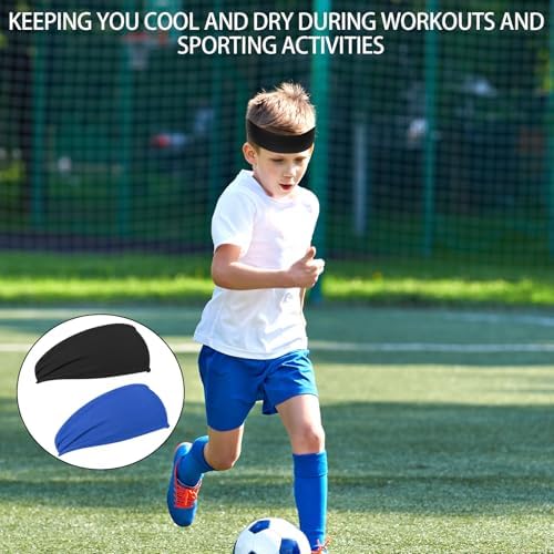 BLMHTWO 6 Pack Kids Sweatbands Headbands Sports Headbands For Kids Moisture Wicking Sports Headbands Sweat Bands For Kids Boys Footable Soccer Baseball Running