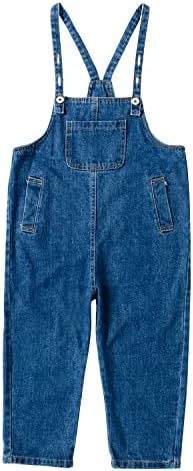 BLOMDES Girls Denim Jumpsuit Dungaree Girls Denim Overall Cropped Pants for 3-12 Years