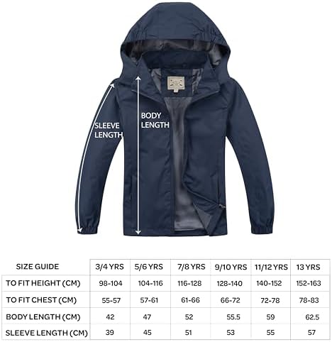 Blu Apparel Kids Waterproof Jacket Childrens Rain Coat Ideal For School Coat Walking Windproof Jacket Childrens Rain Jacket