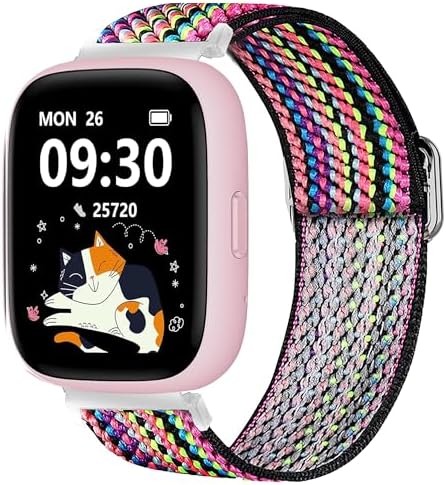 Blueshaweu Adjustable Fabric Straps (22 mm) for Biggerfive Children's Smartwatch - Super Soft Stretchy with High Elasticity - Compatible with Biggerfive Brave and Brave2 Smartwatch
