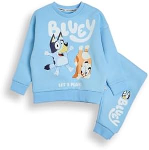 Bluey Boys Lounge Set - Official Bluey Outfit For Kids Soft Cotton Loungewear Set With Let’s Play Top And Matching Trousers Comfy Boys Lounge Set For Daywear And Playtime Elastic Waist Rib Cuffs