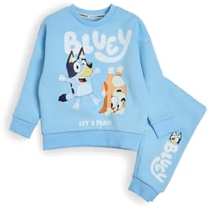 Bluey Boys Lounge Set - Official Bluey Outfit For Kids Soft Cotton Loungewear Set With Let’s Play Top And Matching Trousers Comfy Boys Lounge Set For Daywear And Playtime Elastic Waist Rib Cuffs