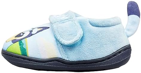 Bluey Boys Or Girls Unisex Kids Slippers With Hook & Loop Strap And 3D Tail Blue Size Infant 6-12