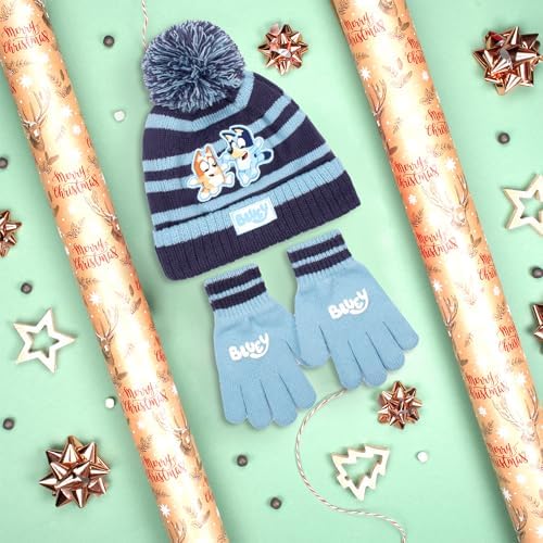 Bluey Children's Winter Hat & Gloves Set Warm And Comfy Beanie Hat & Gloves Set For Kids Gift For Boys And Girls Age 2-7