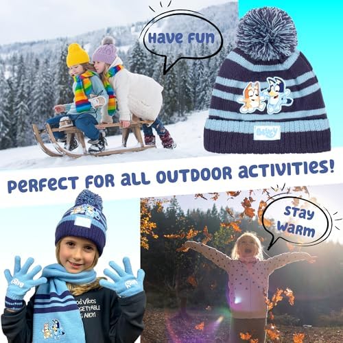 Bluey Children's Winter Hat & Gloves Set Warm And Comfy Beanie Hat & Gloves Set For Kids Gift For Boys And Girls Age 2-7