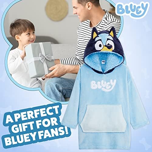 Bluey Girls Fleece Poncho - Cosy Fleece Oversized Hoodies For Kids - Gifts For Girls