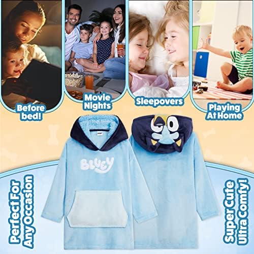 Bluey Girls Fleece Poncho - Cosy Fleece Oversized Hoodies For Kids - Gifts For Girls