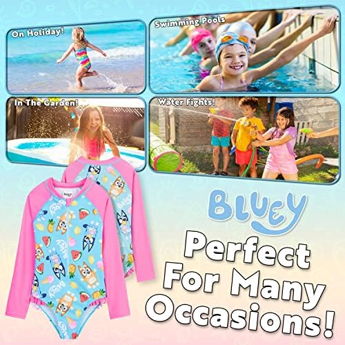 Bluey Girls Swimming Costume Long Sleeve Swimsuit Or One Piece Or Rash Guard Set For Kids Toddlers Swimwear For Pool Beach Holiday Essentials