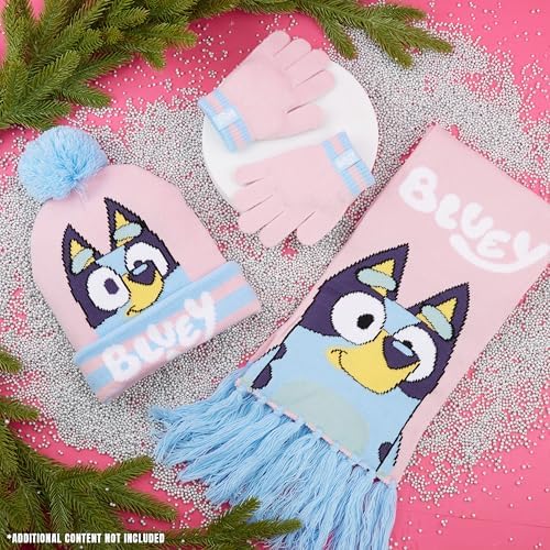 Bluey Girls Winter Accessories Set Cosy Warm Knit Hat Scarf & Kids Gloves Or Beanie & Gloves School Travel Kids Gifts