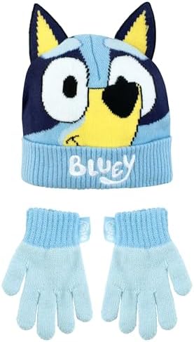 Bluey Kids Hat And Gloves Girls And Boys Winter Hat And Gloves