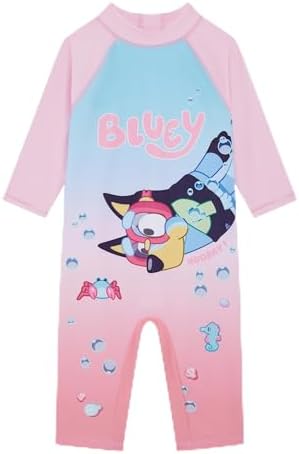 Bluey Official Girl's Swimsuit One Piece Swimming Costume Sun Suit Featuring Age 18 Months - 8 Years