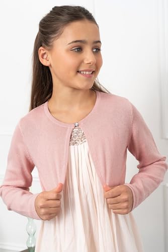 Bolerose Girls Long Sleeve Sparkle Cardigan Childrens Kids Bolero Shrug