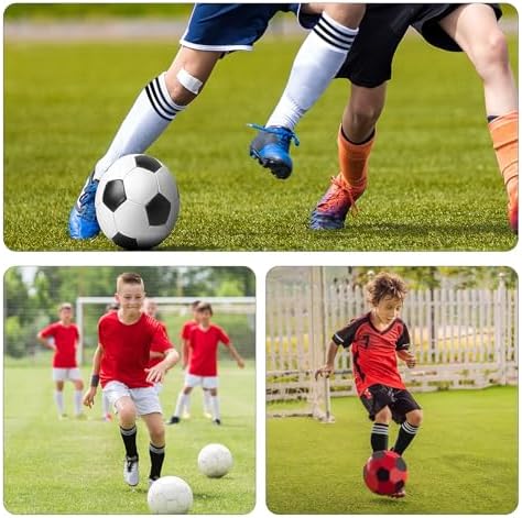 BONANGEL 4 Pairs Kids Football Socks Boys Girls 3-6 6-8 9-12 Years Knee High School Socks Black White Athletic Long Sleeves Cotton Sports Soccer Training Socks For Junior