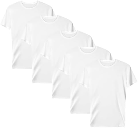 Bonjour 5 Pack Multi-Pack Kids T Shirts 100% Cotton Boys Girls Plain Round Neck Tshirt Children Ideal for PE and School Uniform