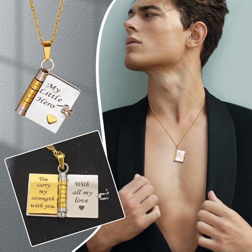 Book Necklace Brave Son Books Necklaces Daughter Necklace From Mum Openable Inspirational Pendant Motivational Gift For Boys Kids Teens Cool Adventure Jewelry