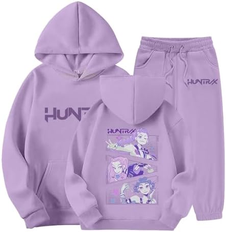 BOSSETY K Pop Demon Hunters Girls Cartoon Hoodie Set Kids Hooded&Pant Pullover Sweatshirt Casual Long Sleeve Suit for 4-13 Years