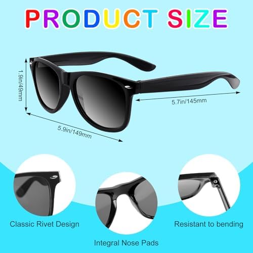 BOUBONI Kids Sunglasses Bulk Retro Party Favors For Wedding Beach Summer Pool Party Supplies Goodie Stuffers