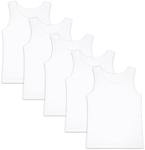 Boys 5 Pack Vests Underwear Sleeveless Kids 100% Cotton White Size 2-13 Years