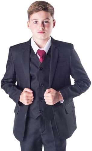 Boys 5 Piece Black Classic Suit Wedding Page Boy Outfit - 3-6m To 14 Years