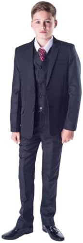 Boys 5 Piece Black Classic Suit Wedding Page Boy Outfit - 3-6m To 14 Years