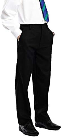 Boys Adjustable Waist Regular Fit Age 3-18 Years Black Charcoal Grey Navy Blue School Trousers