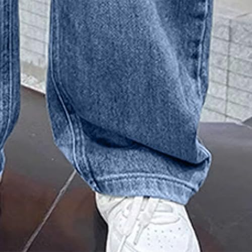 Boys Baggy Jeans Elasticated Waist Cargo Bootleg Skater Jeans With Multipockets Vintage Streetwear Denim Pants Hip Hop Trouser Casual Straight Bootcut Jean Denim Pants For Kids