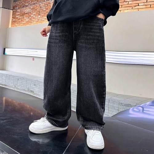 Boys Baggy Jeans Y2K Vintage Cargo Trousers Children's Spring Wide Leg Streetwear Hip Hop Trouser Casual Straight Bootcut Jean Denim Pants With Pockets For Kid Fit Teenager Boys Cargo Pants