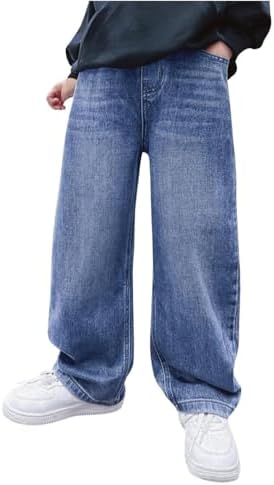 Boys Baggy Jeans Y2K Vintage Cargo Trousers Children's Spring Wide Leg Streetwear Hip Hop Trouser Casual Straight Bootcut Jean Denim Pants With Pockets For Kid Fit