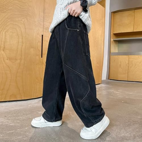 Boys Baggy Jeans Y2K Vintage Cargo Vintage Trousers Children's Spring Wide Leg Streetwear Hip Hop Trouser Casual Straight Bootcut Jean Denim Pants With Pockets For Kid Fit