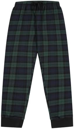 Boys Blue Green Check Woven Long Cotton Pyjama Set PJs For Kids