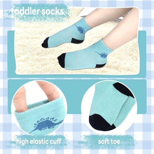 Boys Crew Socks 12 Pairs Dinosaur Trainer Themed Breathable Soft Nursery School Toddler Socks For Kids 1-7 Years Old