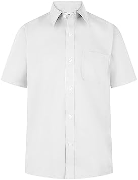 Boys Dress School Shirts Short Sleeve Long Sleeve in Blue & White Colour