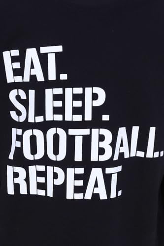 Boys Eat Sleep Football Repeat White Long Cotton Pyjamas