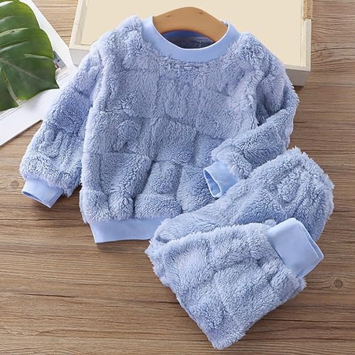 Boys Girls Fleece Pyjamas Girls Fluffy Pjs Kids Soft Loungewear Sets Winter Toddler Warm Plush Tops + Bottoms Flannel Cozy Sleepwear Pajamas Suit For Unisex Kids