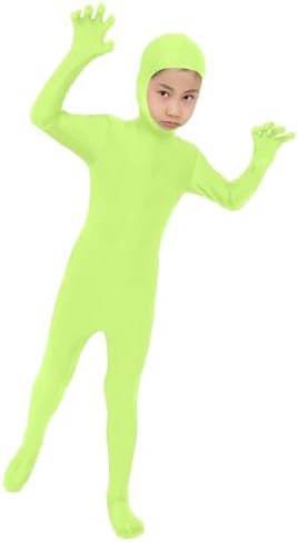 Boys Girls Open Face Spandex Suit Halloween Bodysuit Unisex Kids Stretch Plain Unitard Child Cute Festival Full Body Suit C