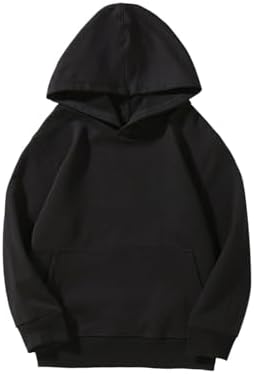 Boys Girls Plain Hoodie with Pocket Loose Hoodies Kids School Jumper Solid Color Long Sleeve Hooded Sweatshirt Cotton Sports Pullover Outdoor