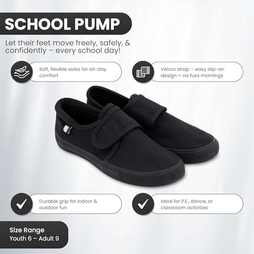 Boys Girls School Pumps PE Gym Black/White Plimsolls Trainers Adult Lace Dance Ballet Plain Plimsoles - Non Marking Sole
