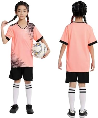 Boys Girls Sport Shorts Sets Kids Soccer Uniform Jersey Kit Football Training Suit School PE Tracksuit Mesh 4-13 Years