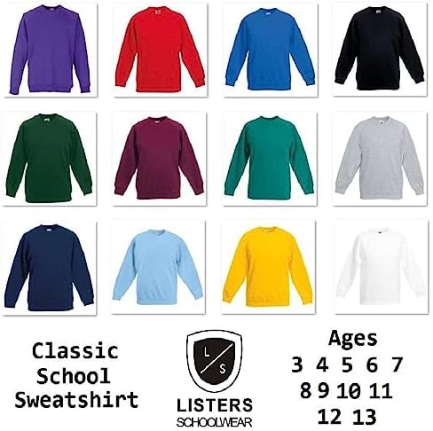 Boys Girls Unisex School Crew Neck Jumper Round Neck Fleece Sweatshirt Uniform Ages 3-16 Years