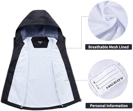 Boys Girls Waterproof Jacket Rain Jackets Hooded Raincoat Lightweight Mesh Lined Rain Coats For Kids 5-16 Years