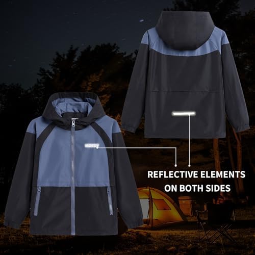 Boys Girls Waterproof Jacket Rain Jackets Hooded Raincoat Lightweight Mesh Lined Rain Coats For Kids 5-16 Years