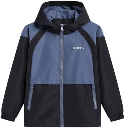 Boys Girls Waterproof Jacket Rain Jackets Hooded Raincoat Lightweight Mesh Lined Rain Coats for Kids 5-16 Years