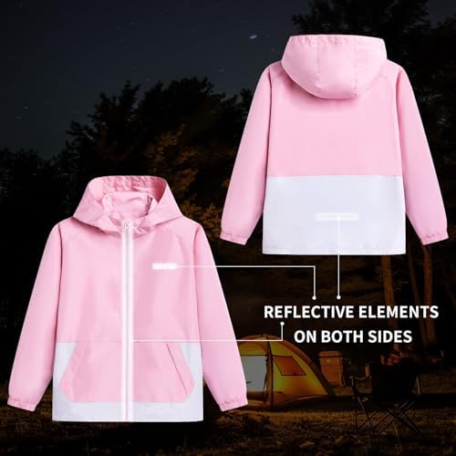 Boys Girls Waterproof Jacket Rain Jackets Hooded Raincoat Lightweight Mesh Lined Rain Coats For Kids 5-16 Years