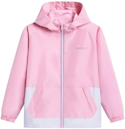 Boys Girls Waterproof Jacket Rain Jackets Hooded Raincoat Lightweight Mesh Lined Rain Coats for Kids 5-16 Years