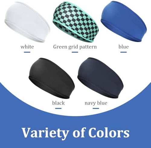 Boys Hair Band 5 Pack - Durable Sweat Bands Head For Sports & Active Kids Moisture Wicking Boys Headband For Football Basketball Running Tennis (5 Assorted Colors)