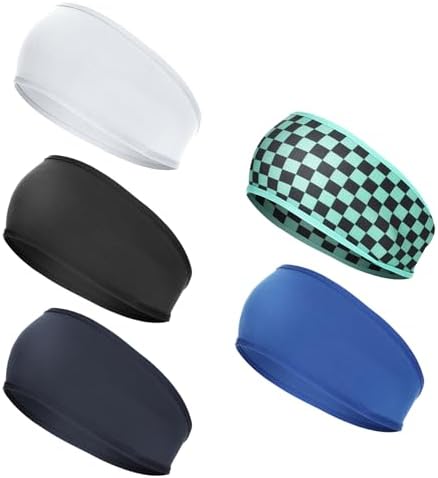 Boys Hair Band 5 Pack - Durable Sweat Bands Head for Sports & Active Kids Moisture Wicking Boys Headband for Football Basketball Running Tennis (5 Assorted Colors)